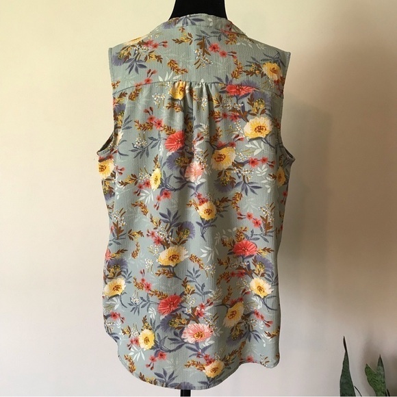 Papermoon floral sleeveless summer blouse top shirt. Women’s large. - Picture 2 of 10
